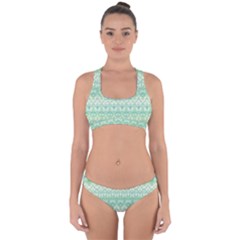 Boho Biscay Green Pattern Cross Back Hipster Bikini Set by SpinnyChairDesigns