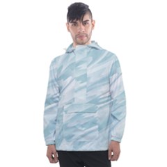 Light Blue Feathered Texture Men s Front Pocket Pullover Windbreaker by SpinnyChairDesigns