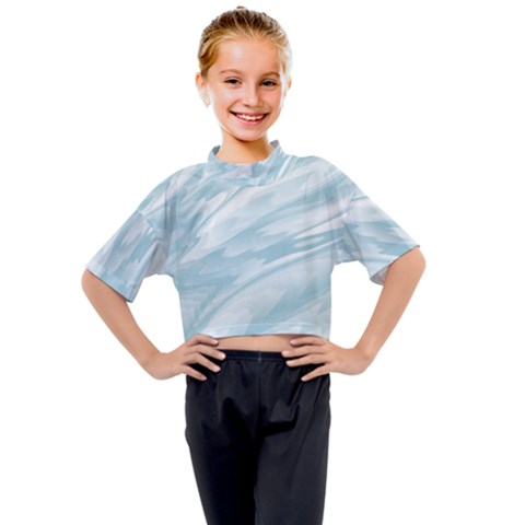 Light Blue Feathered Texture Kids Mock Neck Tee by SpinnyChairDesigns