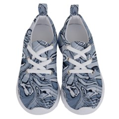 Faded Blue Abstract Art Running Shoes by SpinnyChairDesigns