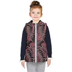 Red Black Abstract Art Kids  Hooded Puffer Vest by SpinnyChairDesigns