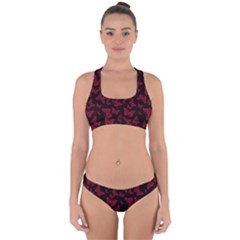 Red And Black Butterflies Cross Back Hipster Bikini Set by SpinnyChairDesigns