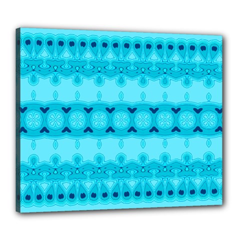 Boho Aqua Blue Canvas 24  X 20  (stretched) by SpinnyChairDesigns