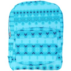 Boho Aqua Blue Full Print Backpack by SpinnyChairDesigns