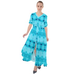 Boho Aqua Blue Waist Tie Boho Maxi Dress by SpinnyChairDesigns
