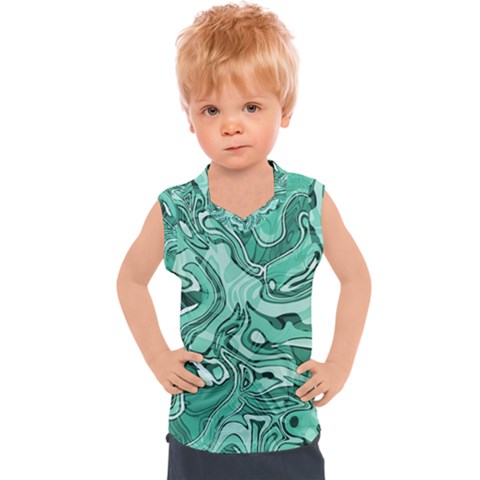 Biscay Green Swirls Kids  Sport Tank Top by SpinnyChairDesigns