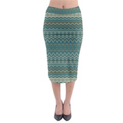 Boho Teal Green Stripes Midi Pencil Skirt by SpinnyChairDesigns