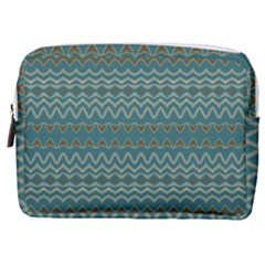 Boho Teal Green Stripes Make Up Pouch (medium) by SpinnyChairDesigns