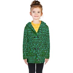 Leaf Forest And Blue Flowers In Peace Kids  Double Breasted Button Coat by pepitasart
