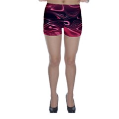 Crimson Red Black Swirl Skinny Shorts by SpinnyChairDesigns
