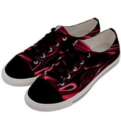 Crimson Red Black Swirl Men s Low Top Canvas Sneakers by SpinnyChairDesigns