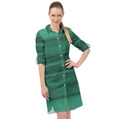 Biscay Green Ombre Long Sleeve Mini Shirt Dress by SpinnyChairDesigns