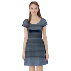 Faded Denim Blue Grey Ombre Short Sleeve Skater Dress by SpinnyChairDesigns