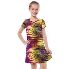 Electric Tie Dye Colors Kids  Cross Web Dress by SpinnyChairDesigns