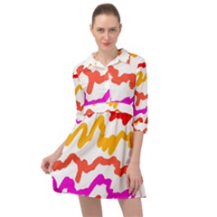 Multicolored Scribble Abstract Pattern Mini Skater Shirt Dress by dflcprintsclothing