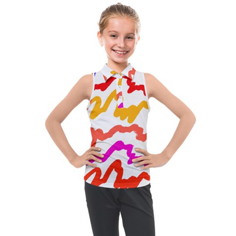 Multicolored Scribble Abstract Pattern Kids  Sleeveless Polo Tee by dflcprintsclothing