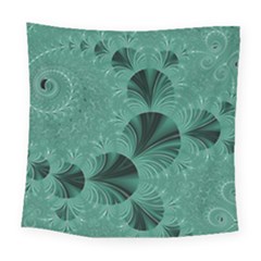 Biscay Green Black Spirals Square Tapestry (large) by SpinnyChairDesigns