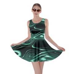 Biscay Green Black Swirls Skater Dress by SpinnyChairDesigns