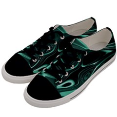 Biscay Green Black Swirls Men s Low Top Canvas Sneakers by SpinnyChairDesigns