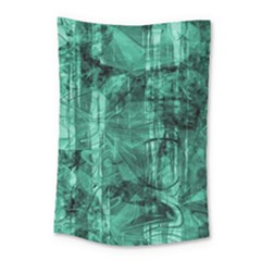 Biscay Green Black Textured Small Tapestry by SpinnyChairDesigns