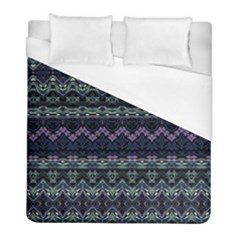 Boho Navy Teal Violet Stripes Duvet Cover (full/ Double Size) by SpinnyChairDesigns