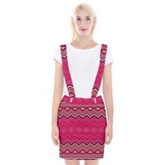 Boho Aztec Stripes Rose Pink Braces Suspender Skirt by SpinnyChairDesigns