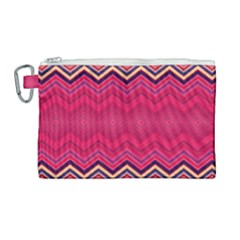 Boho Aztec Stripes Rose Pink Canvas Cosmetic Bag (large) by SpinnyChairDesigns