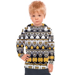 Boho Black White Yellow Kids  Hooded Pullover by SpinnyChairDesigns