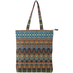 Boho Earth Colors Pattern Double Zip Up Tote Bag by SpinnyChairDesigns