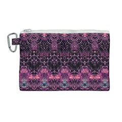 Boho Magenta Black Pattern Canvas Cosmetic Bag (large) by SpinnyChairDesigns