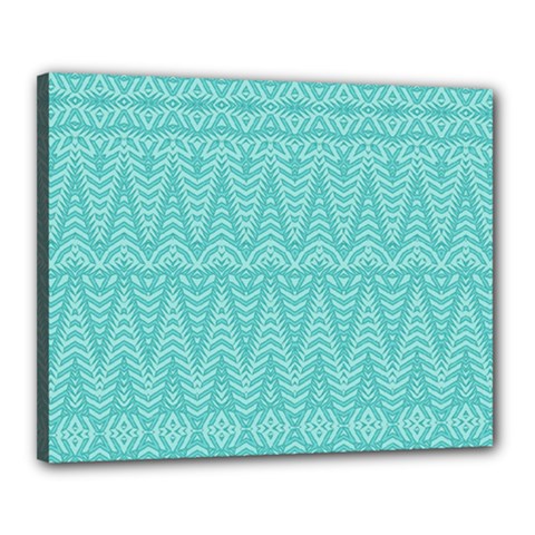 Boho Teal Pattern Canvas 20  X 16  (stretched) by SpinnyChairDesigns