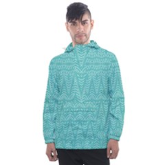 Boho Teal Pattern Men s Front Pocket Pullover Windbreaker by SpinnyChairDesigns