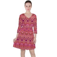 Boho Pink Pattern Ruffle Dress by SpinnyChairDesigns