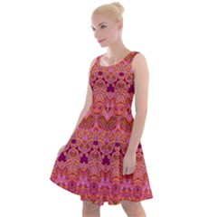 Boho Pink Pattern Knee Length Skater Dress by SpinnyChairDesigns