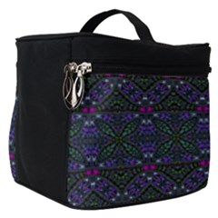 Boho Purple Green Pattern Make Up Travel Bag (small) by SpinnyChairDesigns
