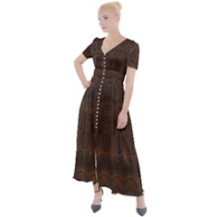 Boho Chocolate Brown Button Up Short Sleeve Maxi Dress by SpinnyChairDesigns