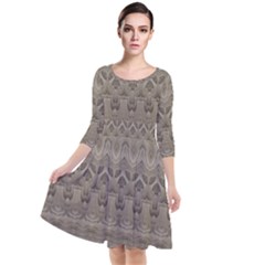 Boho Khaki  Quarter Sleeve Waist Band Dress by SpinnyChairDesigns