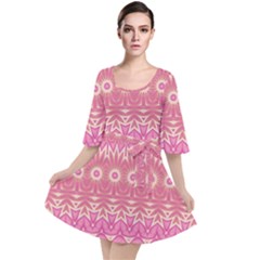 Boho Pink Floral Pattern Velour Kimono Dress by SpinnyChairDesigns