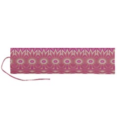 Boho Pink Floral Pattern Roll Up Canvas Pencil Holder (l) by SpinnyChairDesigns