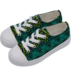 Boho Emerald Green Kids  Low Top Canvas Sneakers by SpinnyChairDesigns