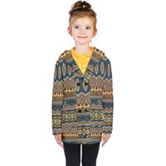 Boho Brown Blue Kids  Double Breasted Button Coat by SpinnyChairDesigns