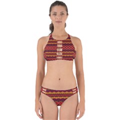 Boho Red Gold Perfectly Cut Out Bikini Set by SpinnyChairDesigns