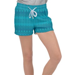 Boho Teal Pattern Velour Lounge Shorts by SpinnyChairDesigns