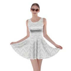 Boho White Wedding Lace Pattern Skater Dress by SpinnyChairDesigns