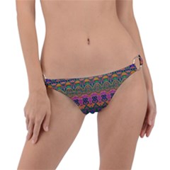 Boho Colorful Pattern Ring Detail Bikini Bottom by SpinnyChairDesigns