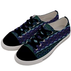 Boho Blue Green  Men s Low Top Canvas Sneakers by SpinnyChairDesigns