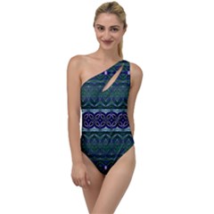 Boho Blue Green  To One Side Swimsuit by SpinnyChairDesigns