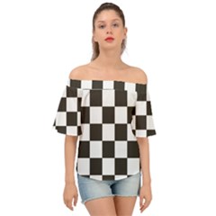 Chequered Flag Off Shoulder Short Sleeve Top by abbeyz71