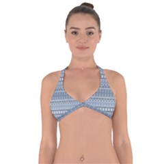 Boho Faded Blue Grey Halter Neck Bikini Top by SpinnyChairDesigns