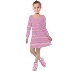 Boho Pink Stripes Kids  Long Sleeve Velvet Dress by SpinnyChairDesigns